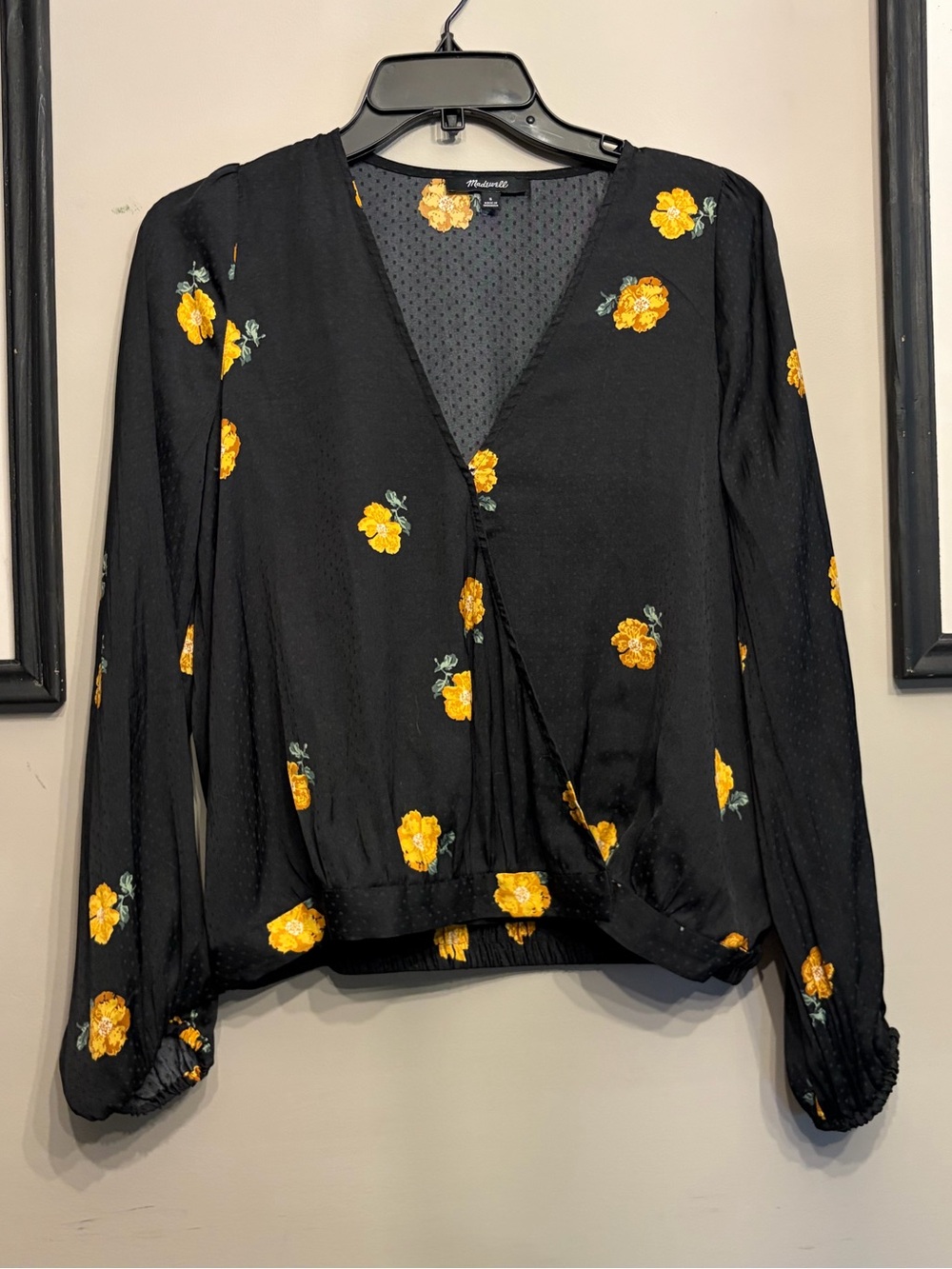 Madewell Floral Wrap Bubble Sleeve Top Size S